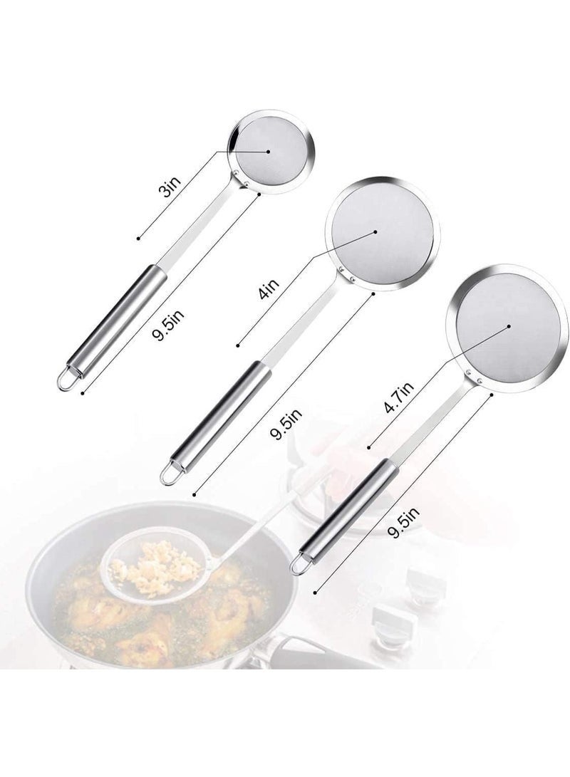 Arabest Fat Skimmer Spoon Stainless Steel Mesh Food Strainer, Hot Pot Large Stainless Steel Fine Mesh Strainer with Long Handle for Oil Filter Skimming Grease, Foam and Gravy - Image 5